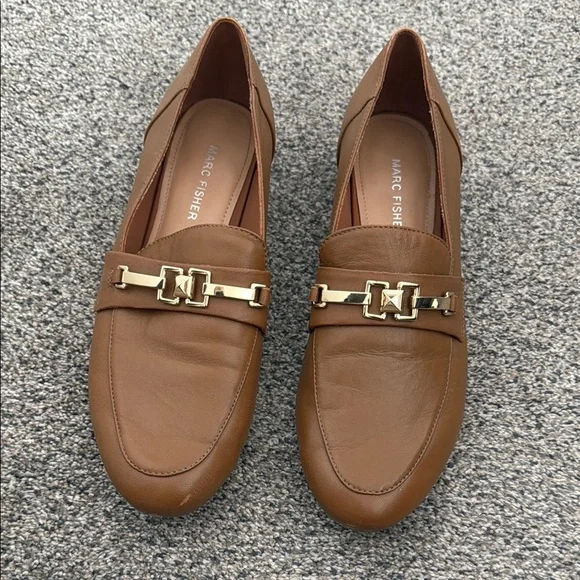Marc Fisher Tan Loafers with Gold Accent - Picture 1 of 2